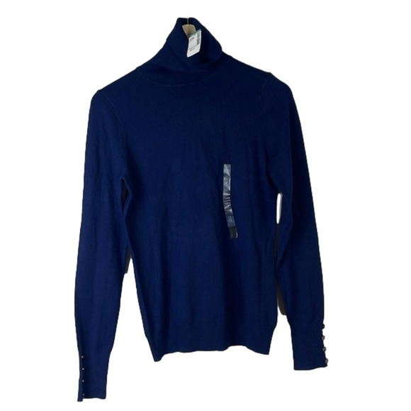 Simons lightweight navy blue turtleneck sweater size extra small new - Picture 1 of 9